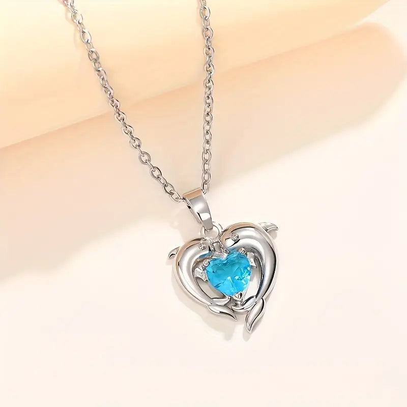 Collier Oceanheart Twins | Or blanc