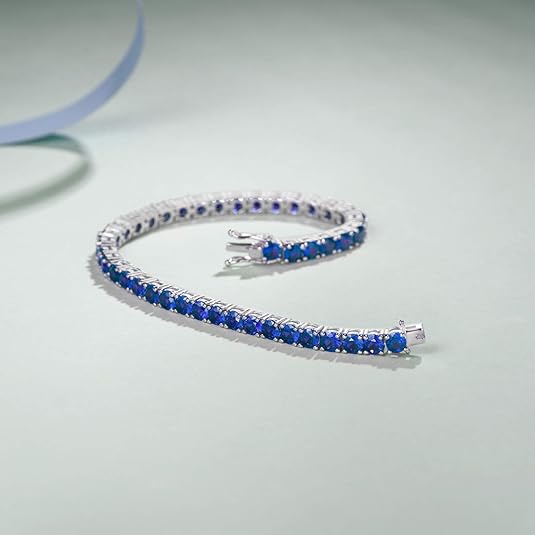 Bracelet tennis en saphir | Or blanc