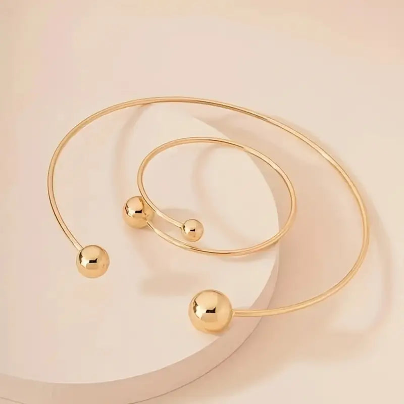 Ensemble Collier & Bracelet Manchette Minimalist Glow | Or
