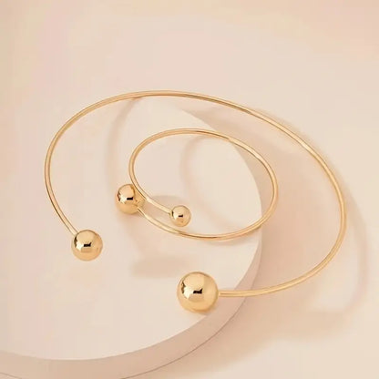 Ensemble Collier & Bracelet Manchette Minimalist Glow | Or