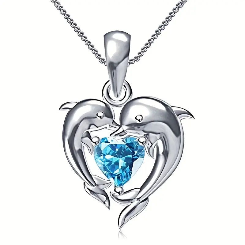 Collier Oceanheart Twins | Or blanc