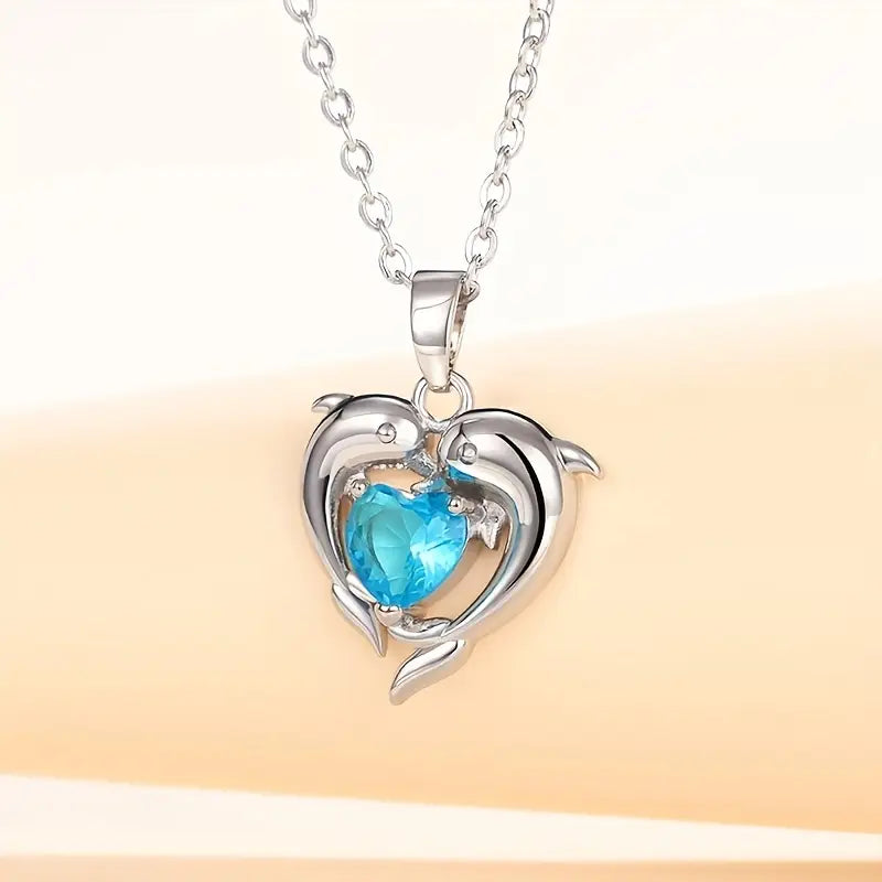Collier Oceanheart Twins | Or blanc