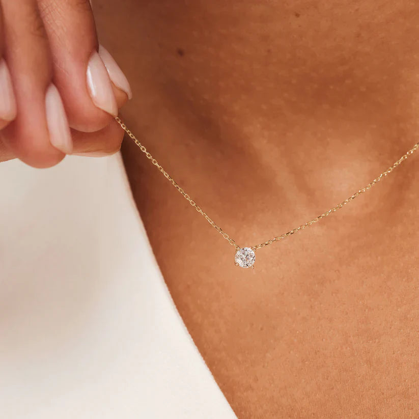 Cléa Moissanite Stone Necklace | Gold